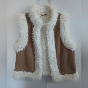 Women's Medium REVERSIBLE Faux Suede and Fur Sherpa Shearling Vest